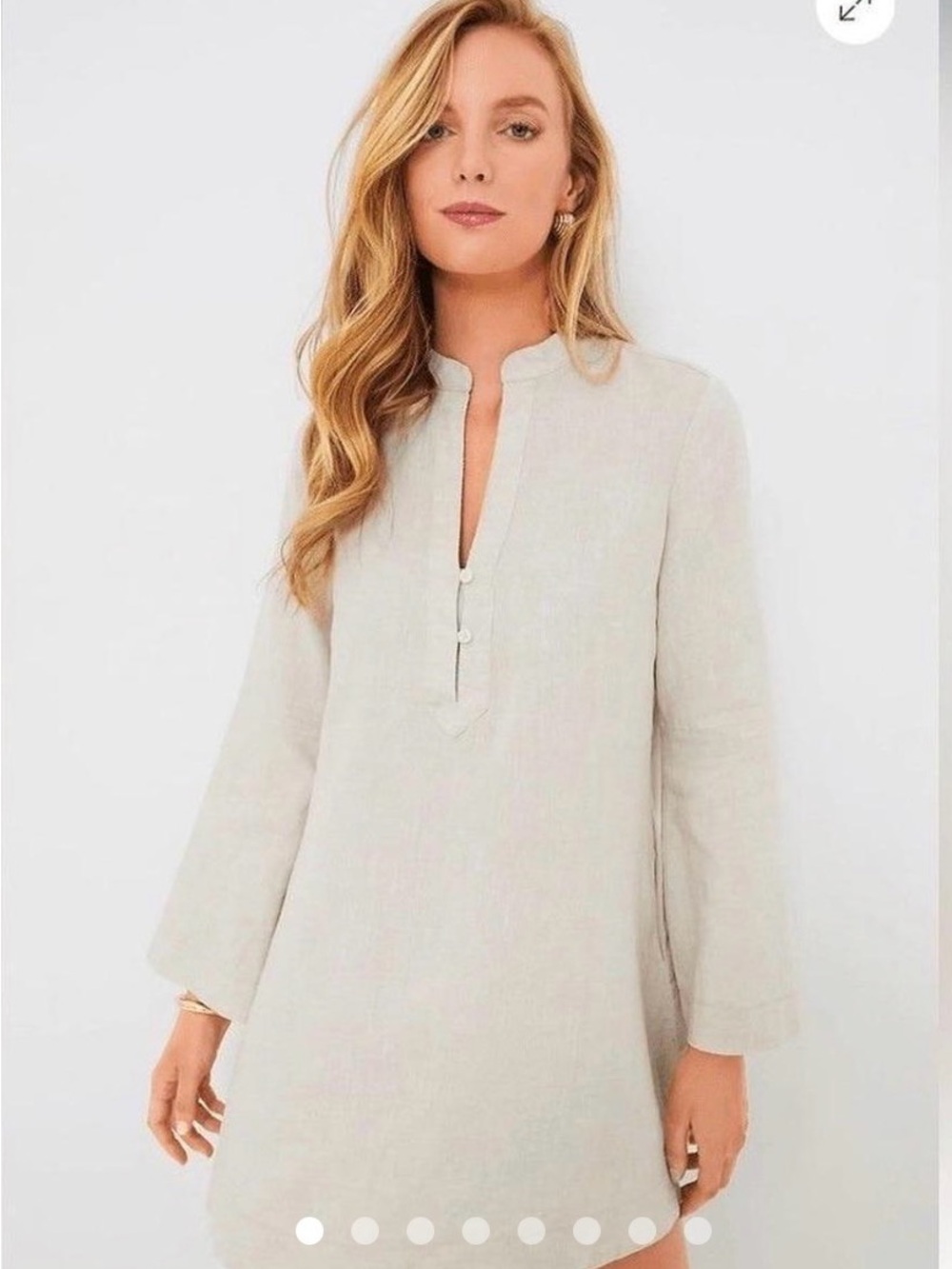 Tuckernuck Natural Linen Tatum Split-Neck Dress